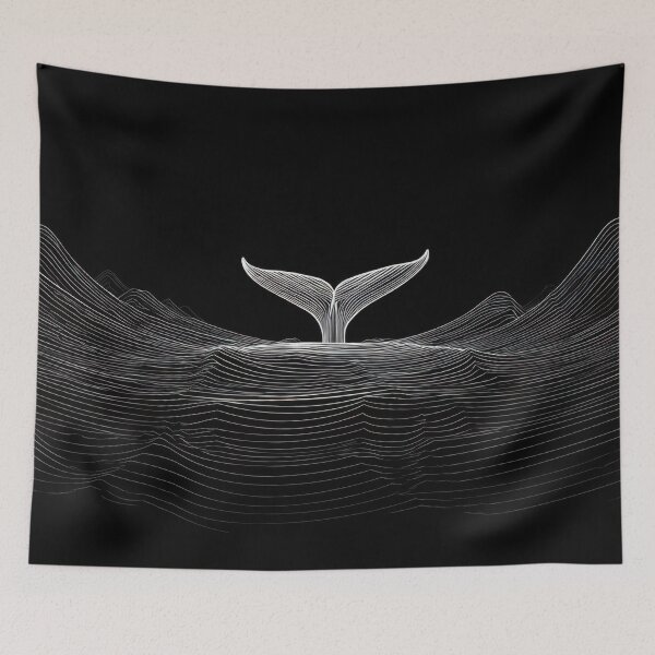 Item preview, Whale tail rises from waves at night designed and sold by anytka.
