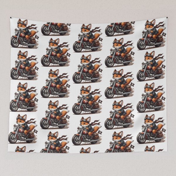 Item preview, “Cyberpunk Fox Rider – Neon Canyon Chase” designed and sold by Dogandesighn.