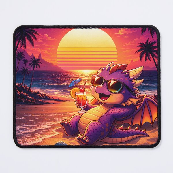 Artikelvorschau, Chibi Drache am Strand – Süßer Cocktail Drache Sonnenuntergang entworfen und verkauft von TunikaSVEN93.