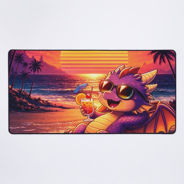 Item preview, Chibi Dragon on the Beach – Cute Cocktail Dragon Sunset designed and sold by TunikaSVEN93.