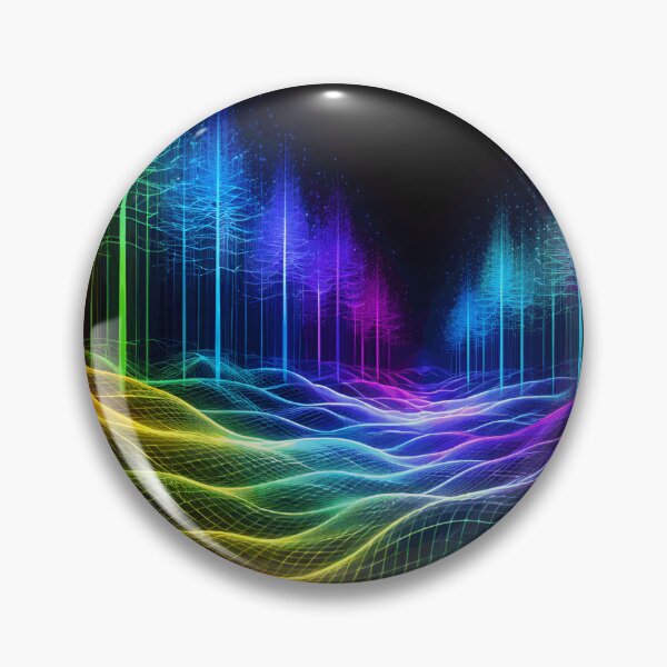 Item preview, Rainbow Neon Forest - Synthwave Grid Topography & Cyber Trees Art designed and sold by Tw1nsAIArt.