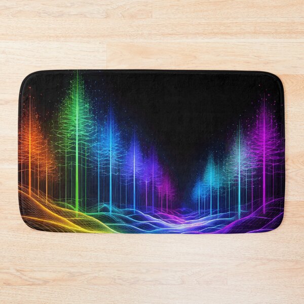 Item preview, Rainbow Neon Forest - Synthwave Grid Topography & Cyber Trees Art designed and sold by Tw1nsAIArt.