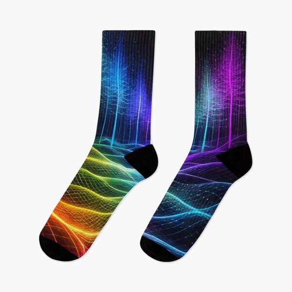 Item preview, Rainbow Neon Forest - Synthwave Grid Topography & Cyber Trees Art designed and sold by Tw1nsAIArt.