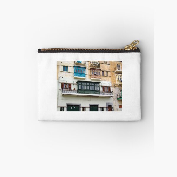 Item preview, Colorful Maltese Balconies and Historic Stone Facade With Enclosed Wooden Windows in Mediterranean Street designed and sold by Nmallia.