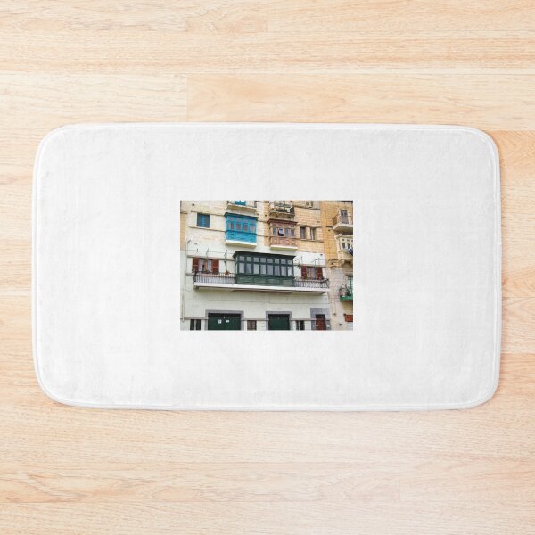 Item preview, Colorful Maltese Balconies and Historic Stone Facade With Enclosed Wooden Windows in Mediterranean Street designed and sold by Nmallia.