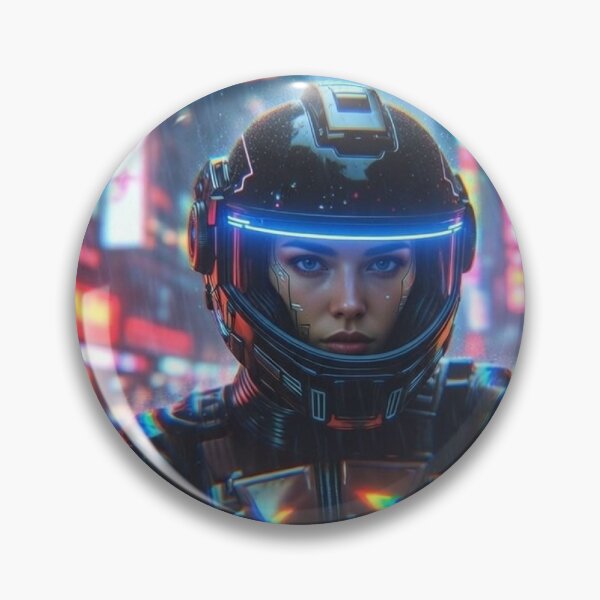 Item preview, Cyberpunk Neon Rain Stare – Aggressive Glitch Helmet in Tokyo Downpour designed and sold by RadaQueen.
