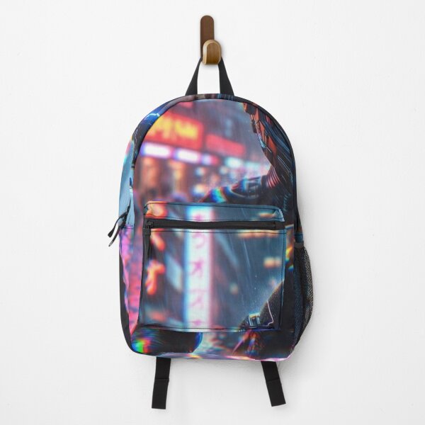 Item preview, Cyberpunk Neon Rain Stare – Aggressive Glitch Helmet in Tokyo Downpour designed and sold by RadaQueen.