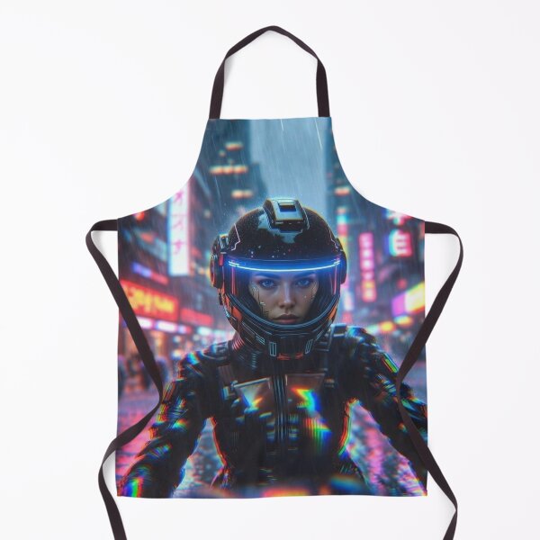 Item preview, Cyberpunk Neon Rain Stare – Aggressive Glitch Helmet in Tokyo Downpour designed and sold by RadaQueen.