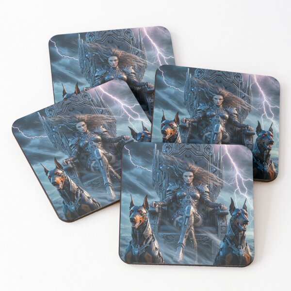 Item preview, Cyberpunk Thunder Queen – Aggressive Latex Throne & Cyber Dobermans in Storm designed and sold by RadaQueen.