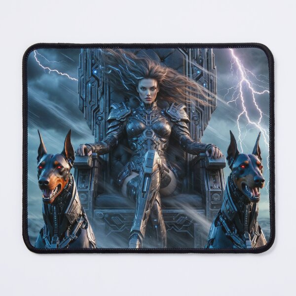 Item preview, Cyberpunk Thunder Queen – Aggressive Latex Throne & Cyber Dobermans in Storm designed and sold by RadaQueen.