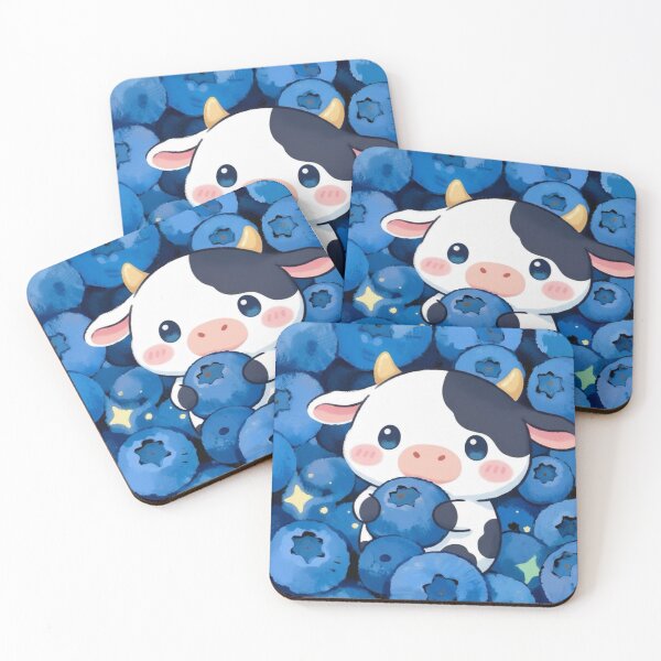 Item preview, Kawaii cow among blueberries – Sweet and tender illustration designed and sold by HeyHas.