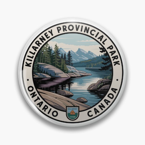 Item preview, Killarney Ontario - Killarney Provincial Park Scenic Lake Badge designed and sold by JessArty ⭐⭐⭐⭐⭐.