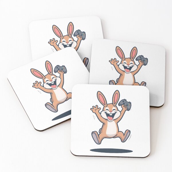 Item preview, Happy Gamer Bunny Playing Video Games With Controlle designed and sold by Katzpy.