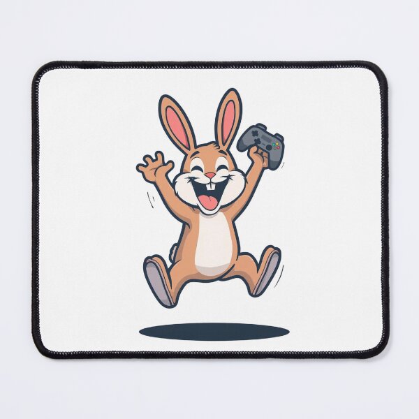 Item preview, Happy Gamer Bunny Playing Video Games With Controlle designed and sold by Katzpy.