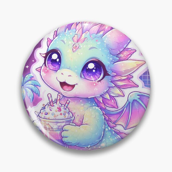 Item preview, Kawaii Dragon with Neon Drink - Vaporwave  designed and sold by TunikaSVEN93.