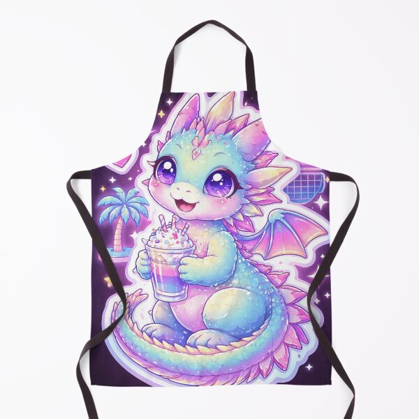 Item preview, Kawaii Dragon with Neon Drink - Vaporwave designed and sold by TunikaSVEN93.