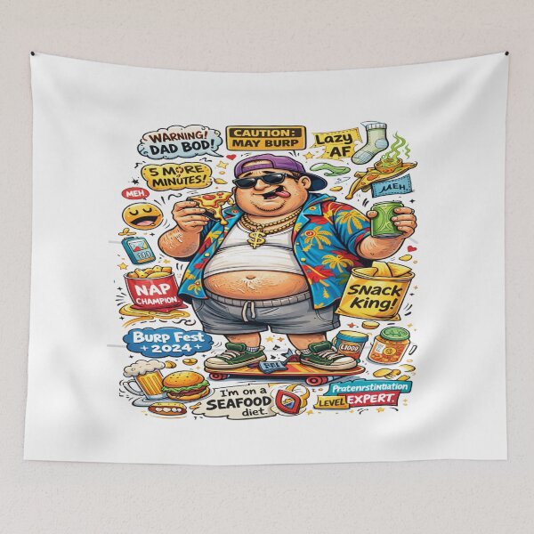 Item preview, Dad Bod Snack King – Funny Lazy Food Lover Cartoon designed and sold by alizo74.
