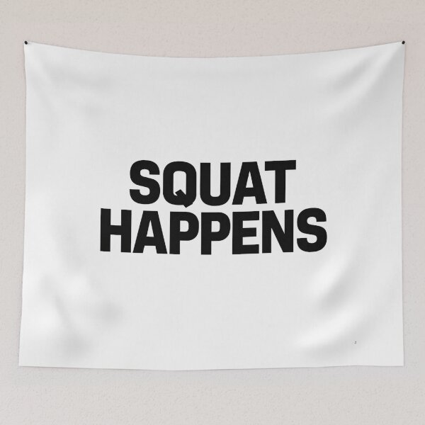 Item preview, Squat Happens Funny Gym Workout Motivation Quote designed and sold by Katzpy.