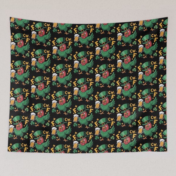 Item preview,  F-Caw-F Angry Red Rooster Leprechaun Beer Shamrock Gold Stars St. Patrick's Day Funny Tee designed and sold by DarylWelsh2024.
