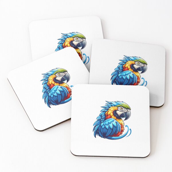Item preview, A vibrant, colorful parrot with striking blue and orange feathers, showcasing its unique beauty. designed and sold by cave-canvas.