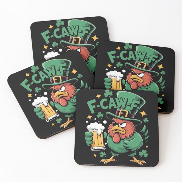 Item preview, F-Caw-F Grumpy Red Rooster Leprechaun Oversized Hat Beer Shamrock Stars St. Patrick's Day Tee designed and sold by DarylWelsh2024.