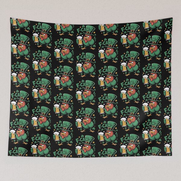 Item preview, F-Caw-F Grumpy Red Rooster Leprechaun Oversized Hat Beer Shamrock Stars St. Patrick's Day Tee designed and sold by DarylWelsh2024.