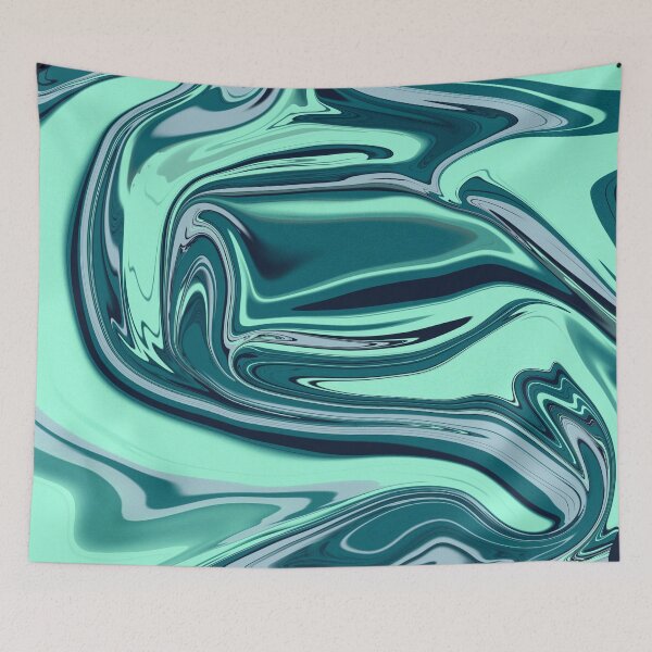Item preview, Teal and Navy Liquid Marble - Fluid Art Pattern designed and sold by VitalusDesignArtV.