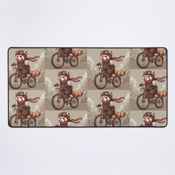 Item preview, Steampunk Red Panda – Whimsical Bike Rider Design designed and sold by Dogandesighn.