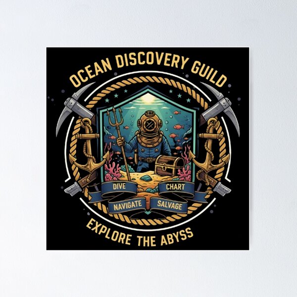 Item preview, Ocean Discovery Guild – Deep Sea Exploration Emblem designed and sold by Dogandesighn.
