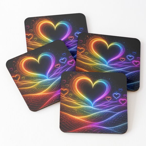 Item preview, Neon Rainbow Hearts - Synthwave Grid & Cyber Love Aesthetic designed and sold by Tw1nsAIArt.