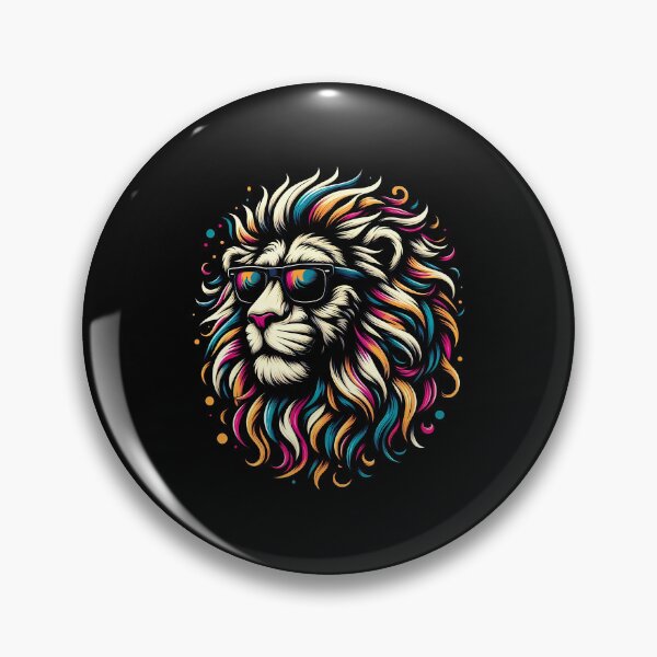 Item preview, Colorful lion illustration with vibrant mane and sunglasses, blending creativity and style. designed and sold by beast-net.