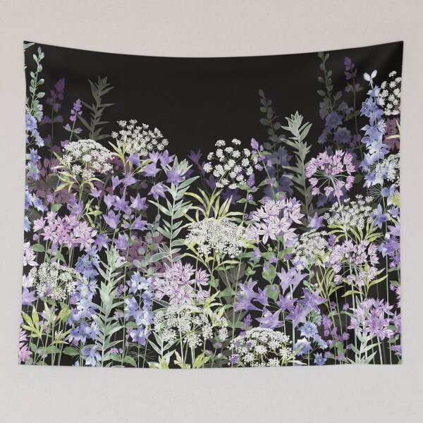 Item preview, ​Midnight Botanical Wildflower Garden Meadow designed and sold by Fiona Calder Designs.