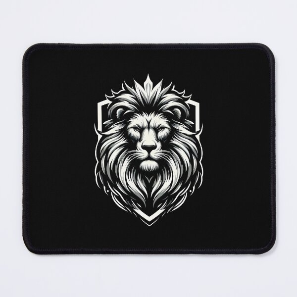 Item preview, Elegant lion emblem featuring detailed fur and a regal expression against a shield background. designed and sold by beast-net.