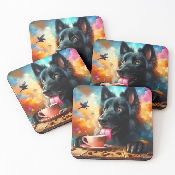 Item preview, Black German Shepherd Dog Drinking Coffee designed and sold by The Coffee Critters.