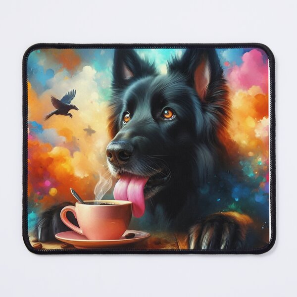 Item preview, Black German Shepherd Dog Drinking Coffee designed and sold by The Coffee Critters.