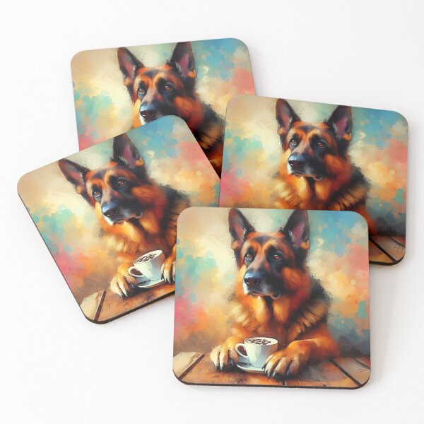 Item preview, German Shepherd Dog Drinking Coffee designed and sold by The Coffee Critters.