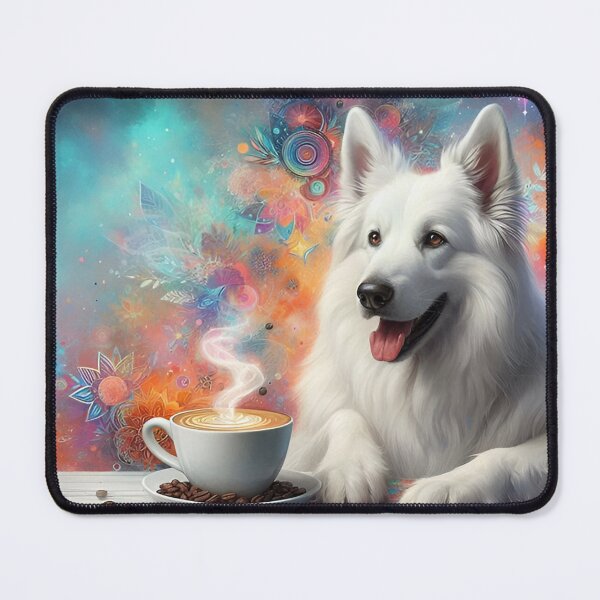 Item preview, White German Shepherd Dog Drinking Coffee designed and sold by The Coffee Critters.