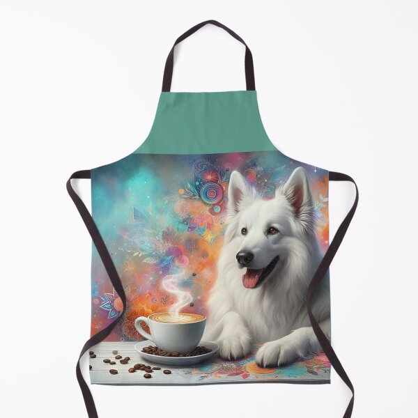 Item preview, White German Shepherd Dog Drinking Coffee designed and sold by The Coffee Critters.