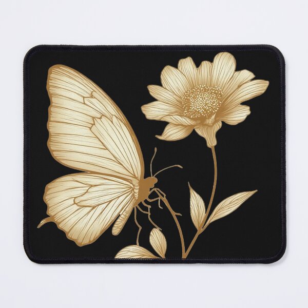 Item preview, Golden Botanical Grace: Etched Butterfly and Wildflower Illustration designed and sold by sanorastyle.