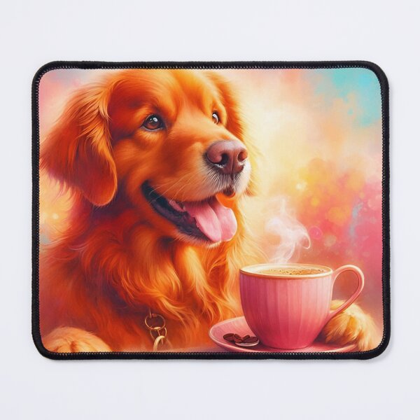 Item preview, Reddish Golden Retriever Dog Drinking Coffee designed and sold by The Coffee Critters.