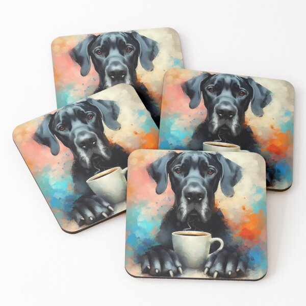 Item preview, Black Great Dane Drinking Coffee designed and sold by The Coffee Critters.