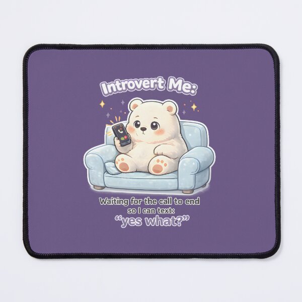 Item preview, Cute Introvert Polar Bear Meme Waiting for Call to End Funny Introvert Humor Cartoon designed and sold by MimiSabu.