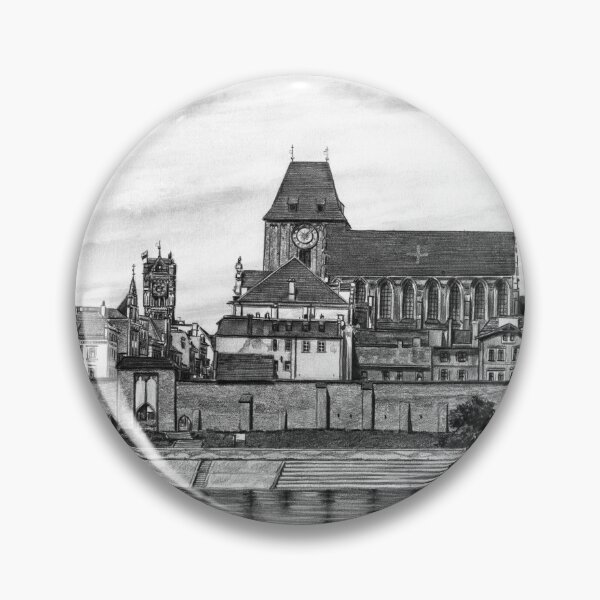 Item preview, Panorama of Toruń city in Poland pencil drawing designed and sold by Adam Wróbel.