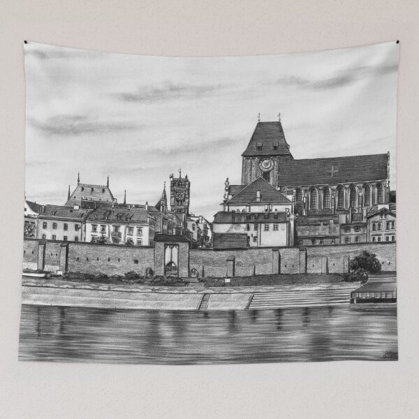 Item preview, Panorama of Toruń city in Poland pencil drawing designed and sold by Adam Wróbel.