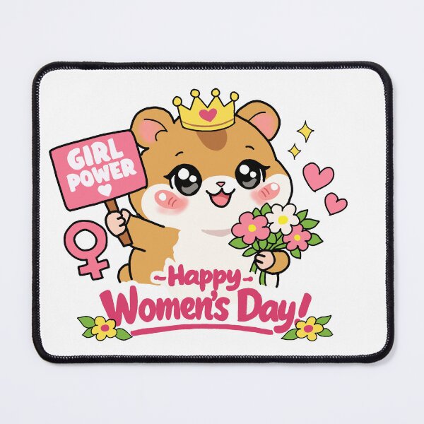 Item preview, Cute Kawaii Hamster Girl Power – Happy Women’s Day Feminist Cartoon designed and sold by pn_terest.