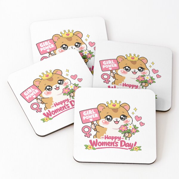 Item preview, Cute Kawaii Hamster Girl Power – Happy Women’s Day Feminist Cartoon designed and sold by pn_terest.