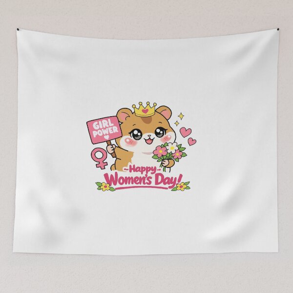 Item preview, Cute Kawaii Hamster Girl Power – Happy Women’s Day Feminist Cartoon designed and sold by pn_terest.