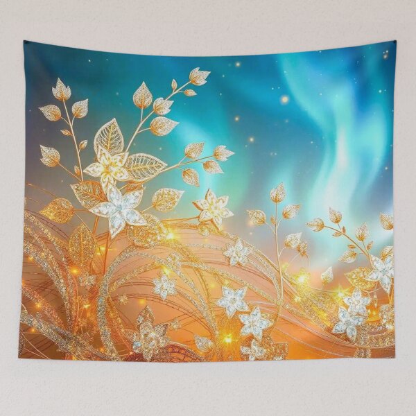 Item preview, gold, diamond flowers, aurora borealis designed and sold by PurvaNimfaMagic.