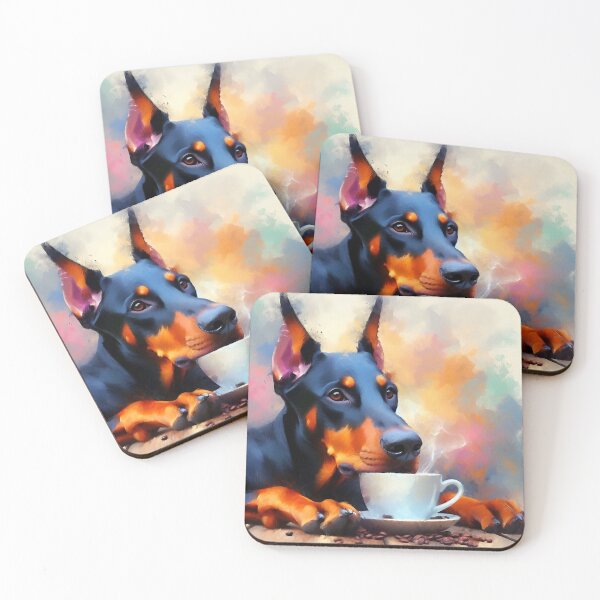 Item preview, Doberman Pinscher Drinking Coffee designed and sold by The Coffee Critters.
