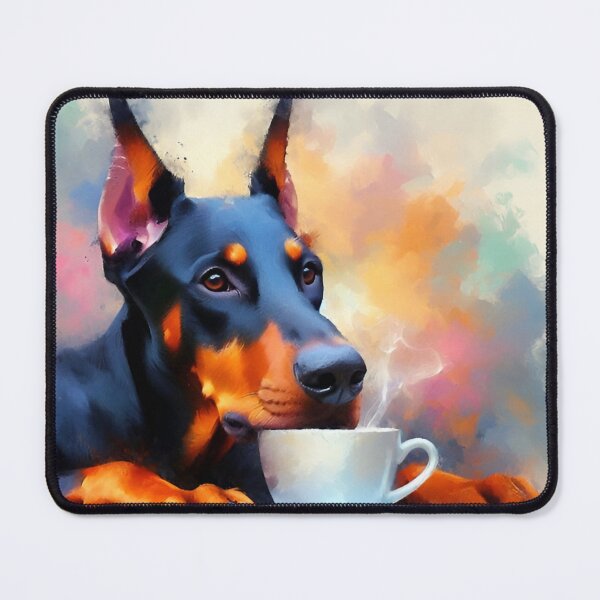 Item preview, Doberman Pinscher Drinking Coffee designed and sold by The Coffee Critters.